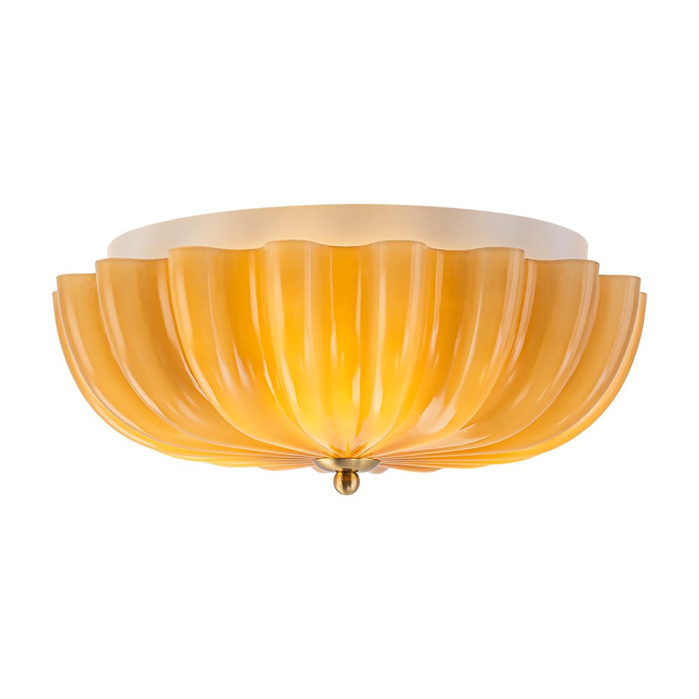 lightfixturesusa-art-deco-pleated-flower-shine-glass-semi-flush-mount-ceiling-light-brown-3501482