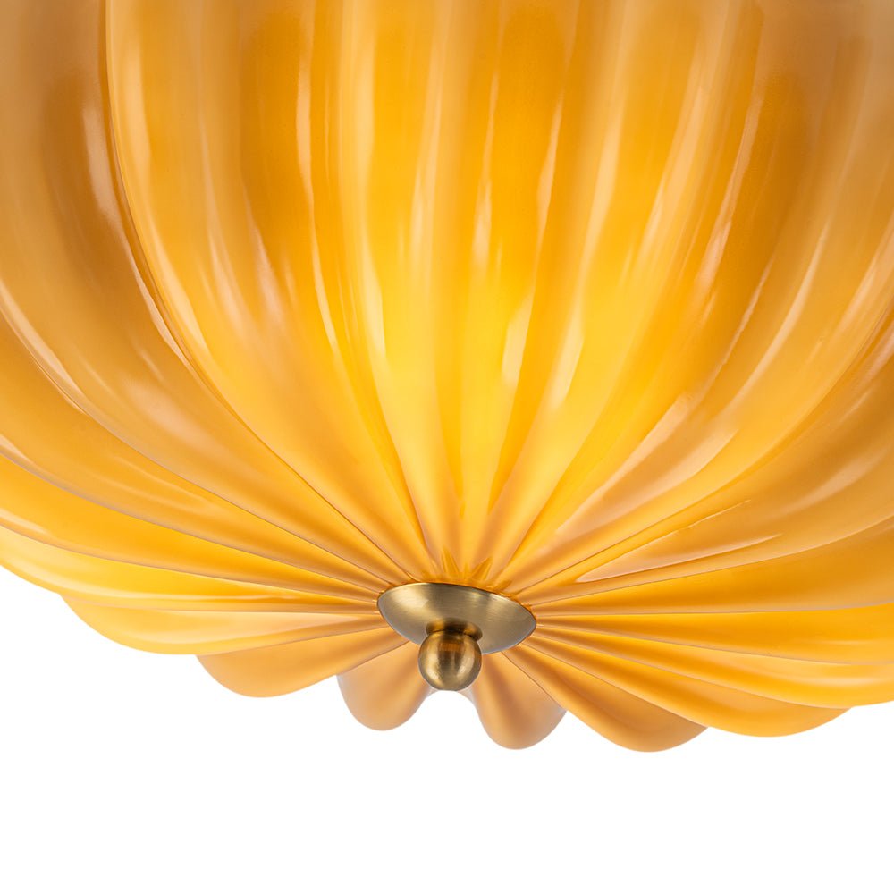 lightfixturesusa-art-deco-pleated-flower-shine-glass-semi-flush-mount-ceiling-light-brown-9187068