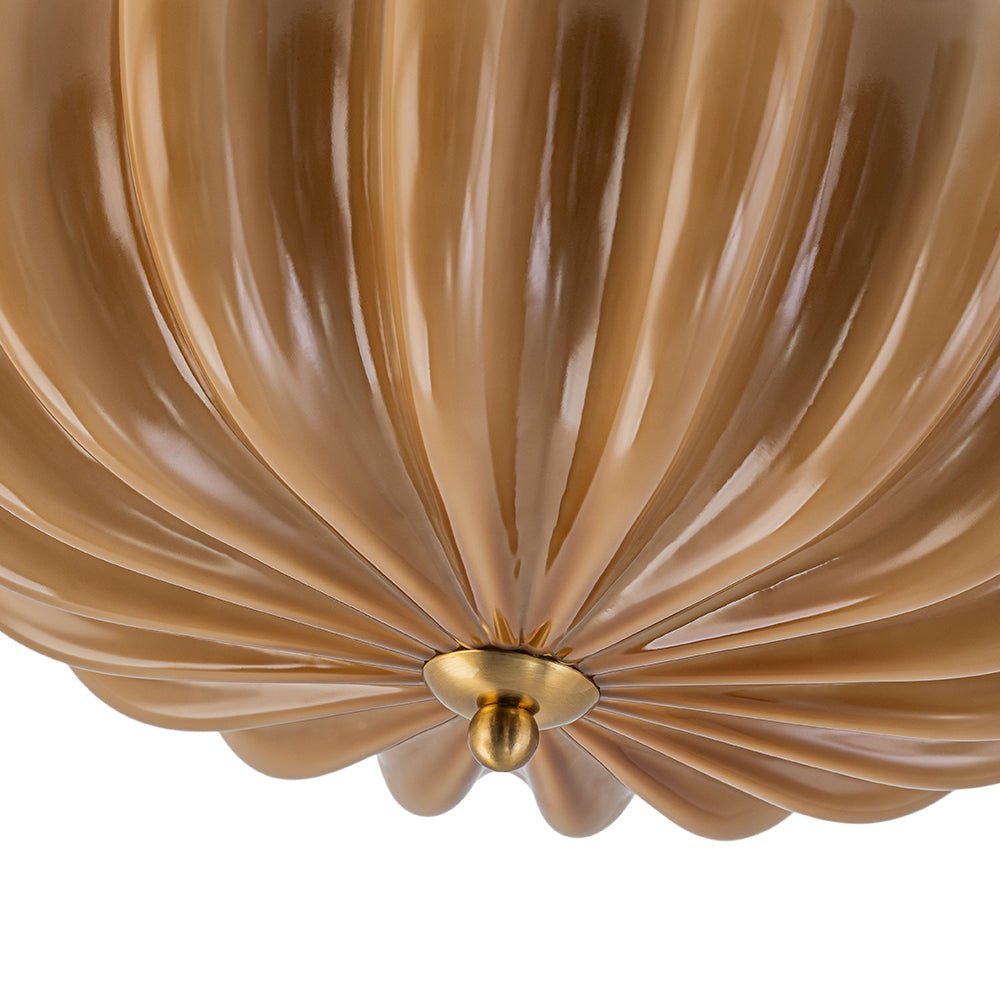 lightfixturesusa-art-deco-pleated-flower-shine-glass-semi-flush-mount-ceiling-light-brown-9808675