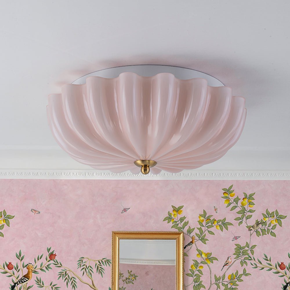 lightfixturesusa-art-deco-pleated-flower-shine-glass-semi-flush-mount-ceiling-light-pink-2211592 LightFixturesUSA - Art Deco Pleated Flower Shine Glass Semi Flush Mount - Ceiling Light - Pink -