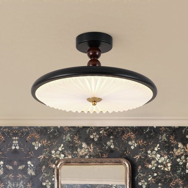 LightFixturesUSA - Art Deco Pleated Shade Round Dimmable LED Ceiling Light - Ceiling Light - 15.7 in - 