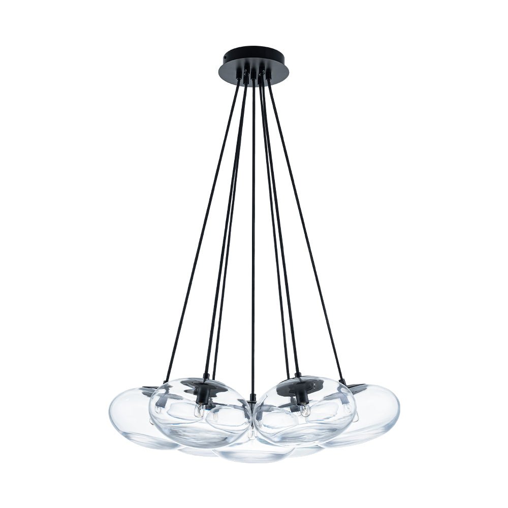 lightfixturesusa-black-7-light-cluster-clear-glass-oval-globe-chandelier-chandelier-glass-with-thickened-base-3374689