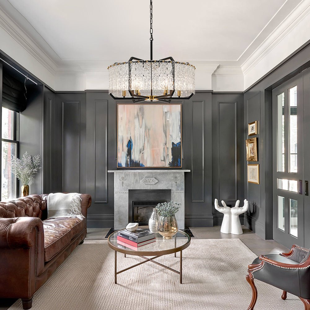 lightfixturesusa-black-brass-6-light-rippled-glass-drum-cage-chandelier-chandelier-25-in-7750214