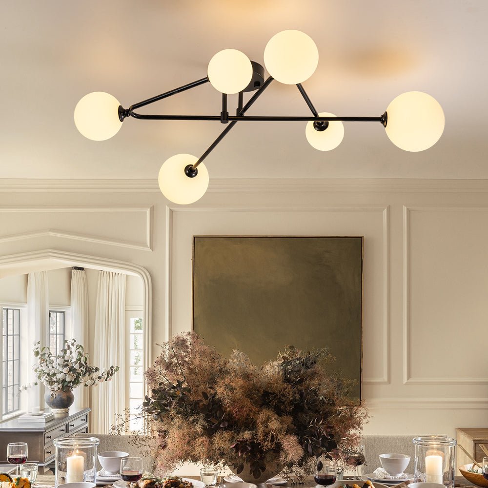 lightfixturesusa-black-frosted-bubble-linear-sputnik-semi-flush-mount-ceiling-light-black-776821 LightFixturesUSA - Black Frosted Bubble Linear Sputnik Semi Flush Mount - Ceiling Light - Black -