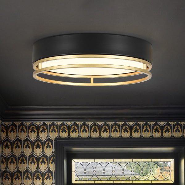 LightFixturesUSA - Black Gold Metal Round Dimmable LED Flush Mount Light 5CCT - Ceiling Light - 15.7 in - 