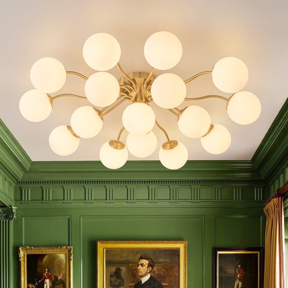 lightfixturesusa-bloom-brass-frosted-glass-bubble-semi-flush-chandelier-chandelier-16-lt-635181 LightFixturesUSA - Bloom Brass Frosted Glass Bubble Semi Flush Chandelier - Chandelier - 16 - Lt -
