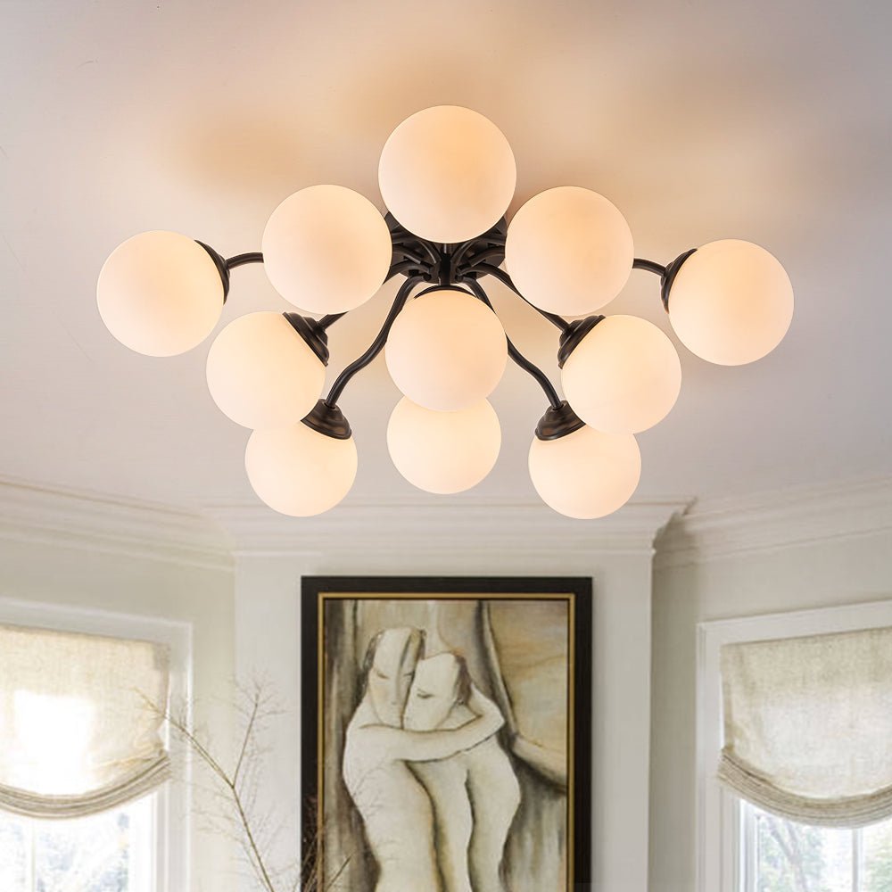 lightfixturesusa-bloom-brass-frosted-glass-bubble-semi-flush-chandelier-chandelier-black11-lt-9519221 LightFixturesUSA - Bloom Brass Frosted Glass Bubble Semi Flush Chandelier - Chandelier - Black/11 - Lt -