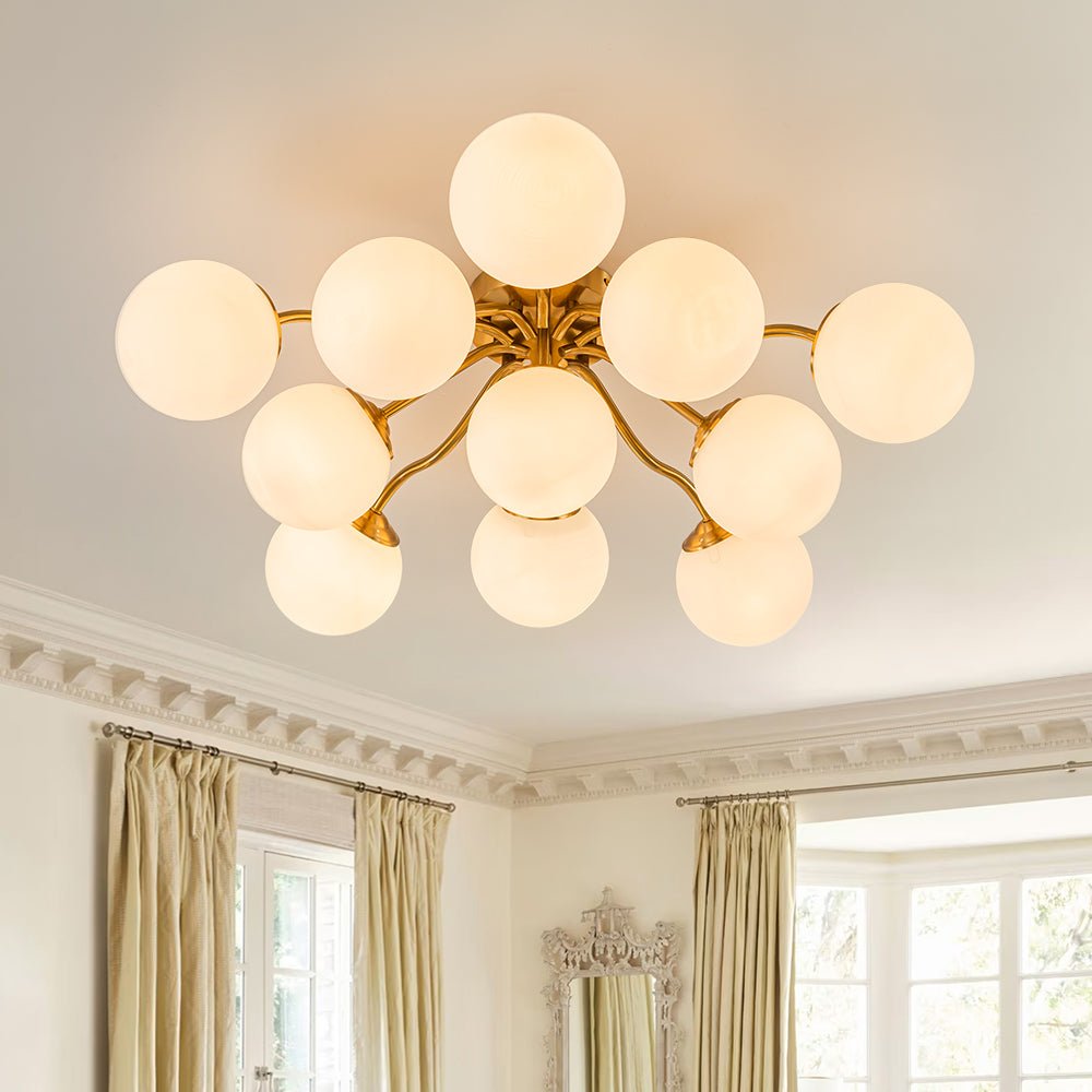 lightfixturesusa-bloom-brass-frosted-glass-bubble-semi-flush-chandelier-chandelier-brass-651542 LightFixturesUSA - Bloom Brass Frosted Glass Bubble Semi Flush Chandelier - Chandelier - Brass -