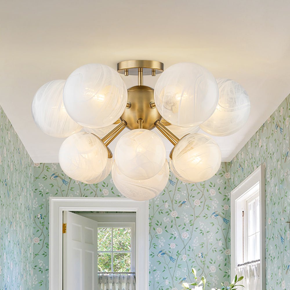 lightfixturesusa-bloom-tiered-opal-swirl-glass-bubble-semi-flush-chandelier-chandelier-brass-pre-order-2-4-weeks-5358340 LightFixturesUSA - Bloom Tiered Opal Swirl Glass Bubble Semi Flush Chandelier - Chandelier - Brass (Pre - Order & 2 - 4 Weeks) -