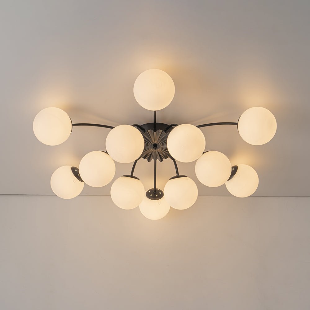 lightfixturesusa-blossom-12-light-opal-glass-bubble-semi-flush-chandelier-chandelier-12-lt-semi-flush-black-pre-order-113635