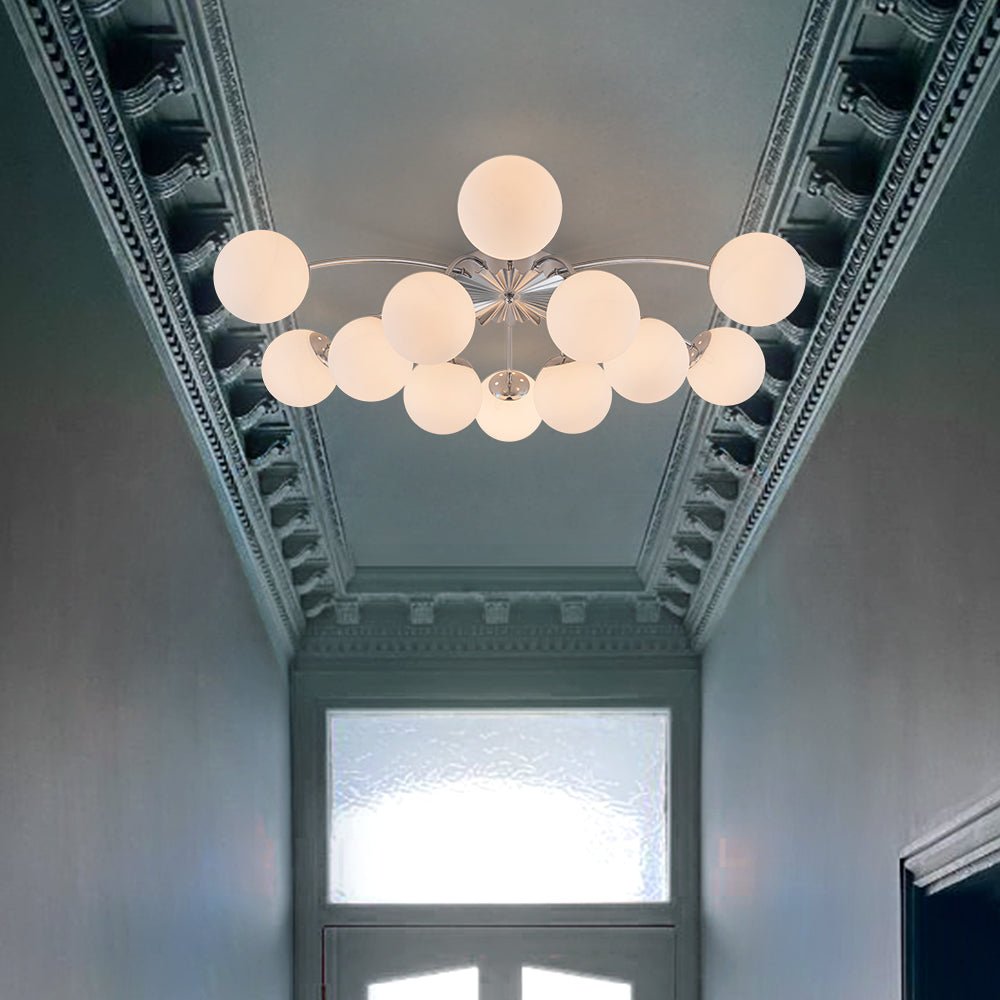 lightfixturesusa-blossom-12-light-opal-glass-bubble-semi-flush-chandelier-chandelier-12-lt-semi-flush-chrome-150889 LightFixturesUSA - Blossom 12 - Light Opal Glass Bubble Semi Flush Chandelier - Chandelier - 12 - Lt - Semi Flush - Chrome