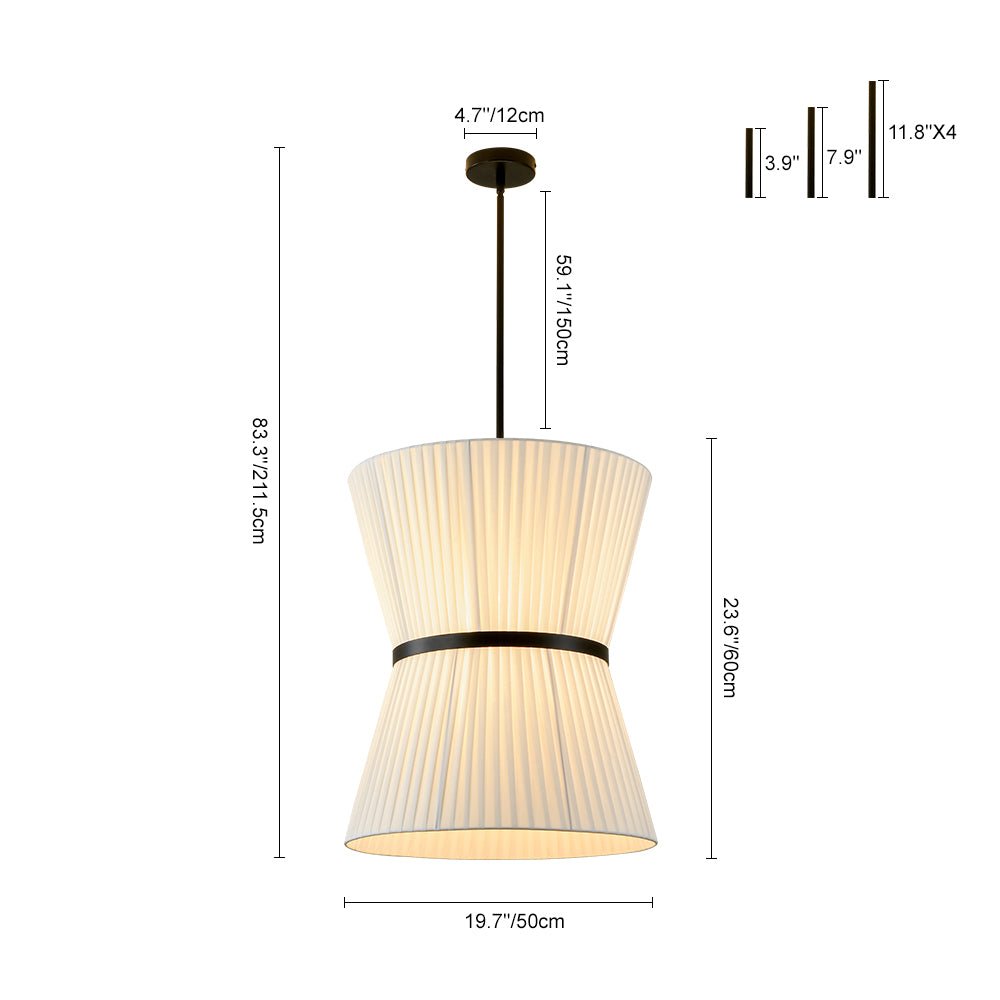lightfixturesusa-boho-2-tier-white-fabric-tapered-drum-pendant-light-chandelier-black-finish-white-shade-344180