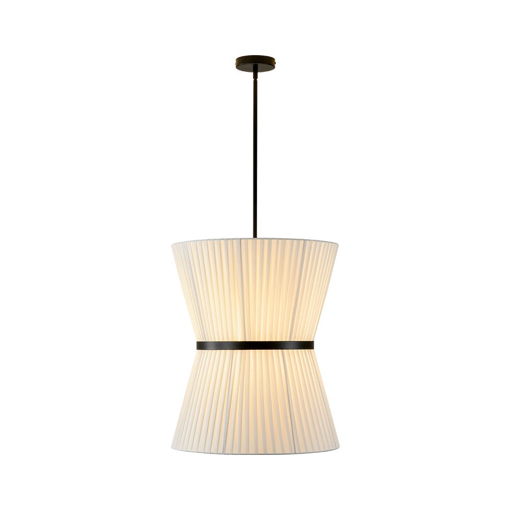 lightfixturesusa-boho-2-tier-white-fabric-tapered-drum-pendant-light-chandelier-black-finish-white-shade-358973