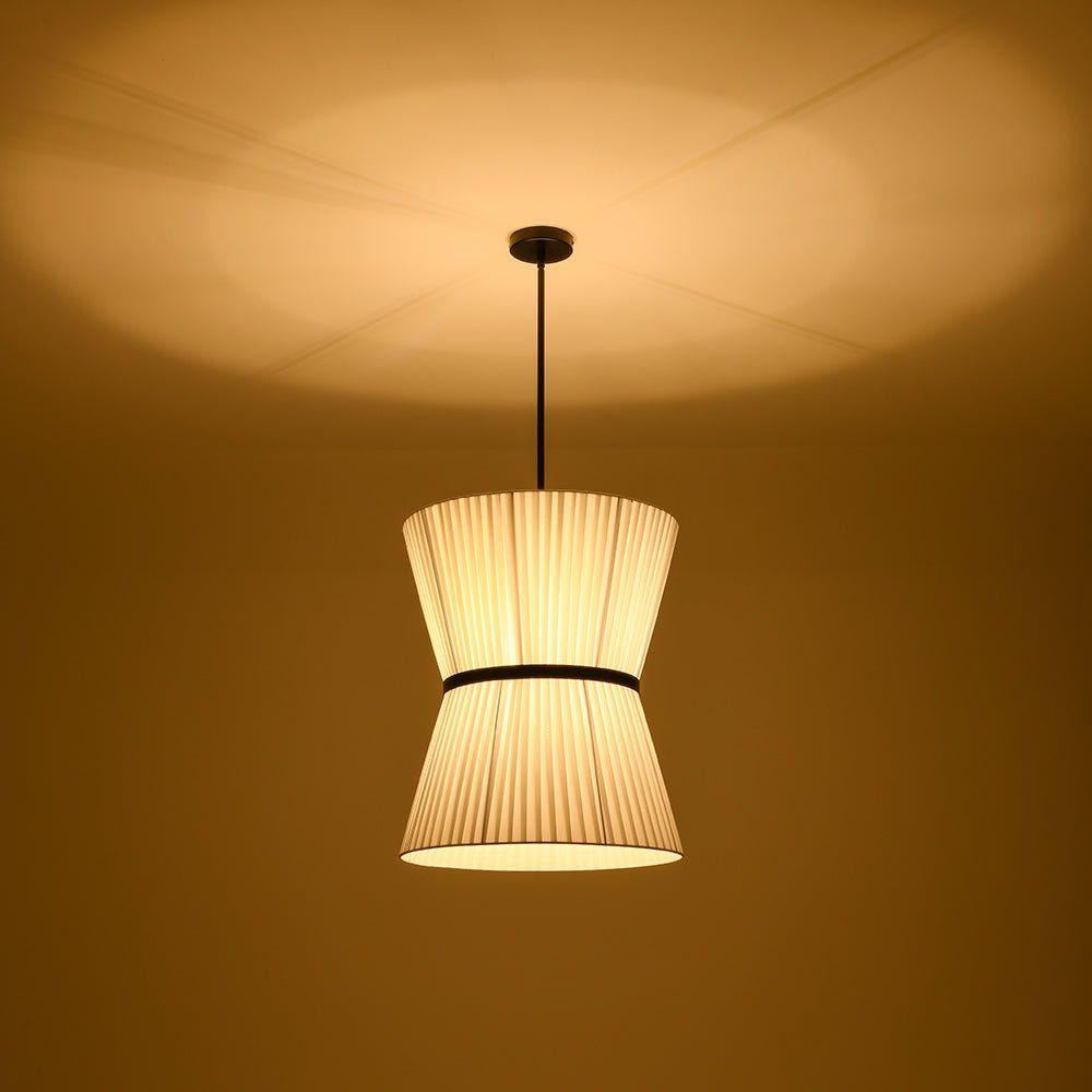 lightfixturesusa-boho-2-tier-white-fabric-tapered-drum-pendant-light-chandelier-black-finish-white-shade-669232