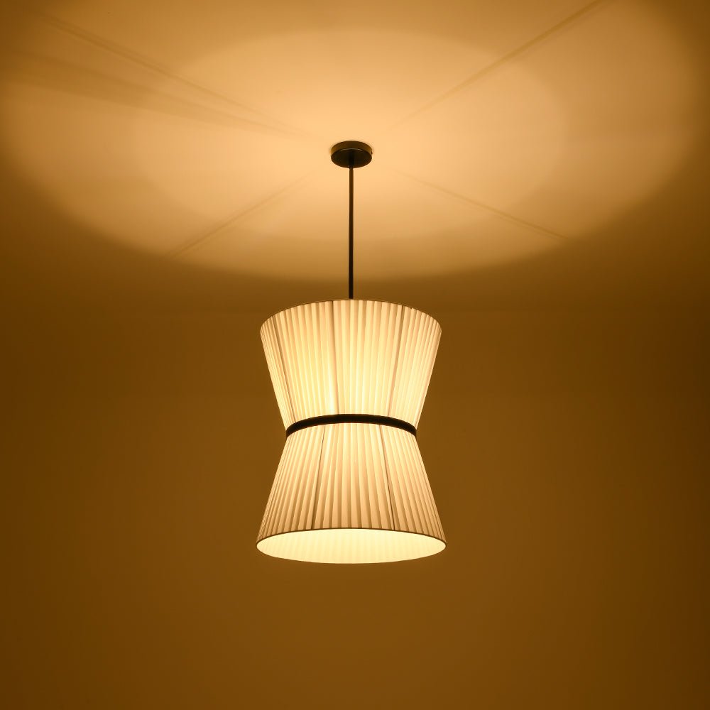 lightfixturesusa-boho-2-tier-white-fabric-tapered-drum-pendant-light-chandelier-black-finish-white-shade-786667