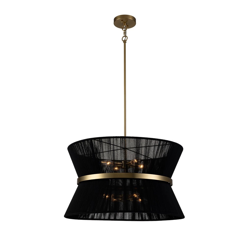 lightfixturesusa-boho-2-tier-woven-thread-tapered-drum-pendant-light-chandelier-black-large-pre-order-276963