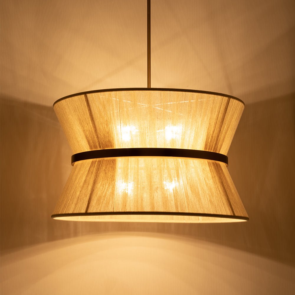 lightfixturesusa-boho-2-tier-woven-thread-tapered-drum-pendant-light-chandelier-black-large-pre-order-373508