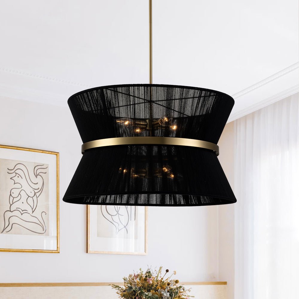 lightfixturesusa-boho-2-tier-woven-thread-tapered-drum-pendant-light-chandelier-black-large-pre-order-398752 LightFixturesUSA - Boho 2 - Tier Woven Thread Tapered Drum Pendant Light - Chandelier - Black - Large (Pre - Order) -
