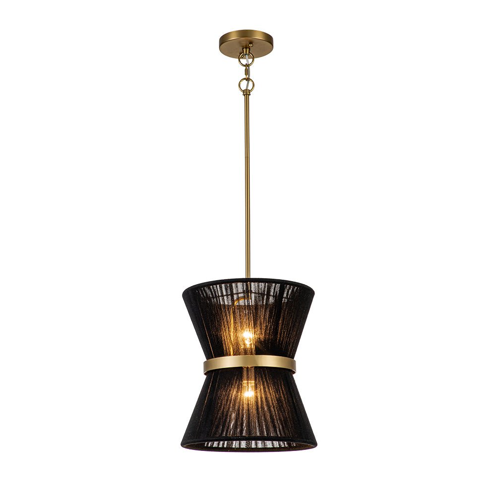 lightfixturesusa-boho-2-tier-woven-thread-tapered-drum-pendant-light-chandelier-black-large-pre-order-644148