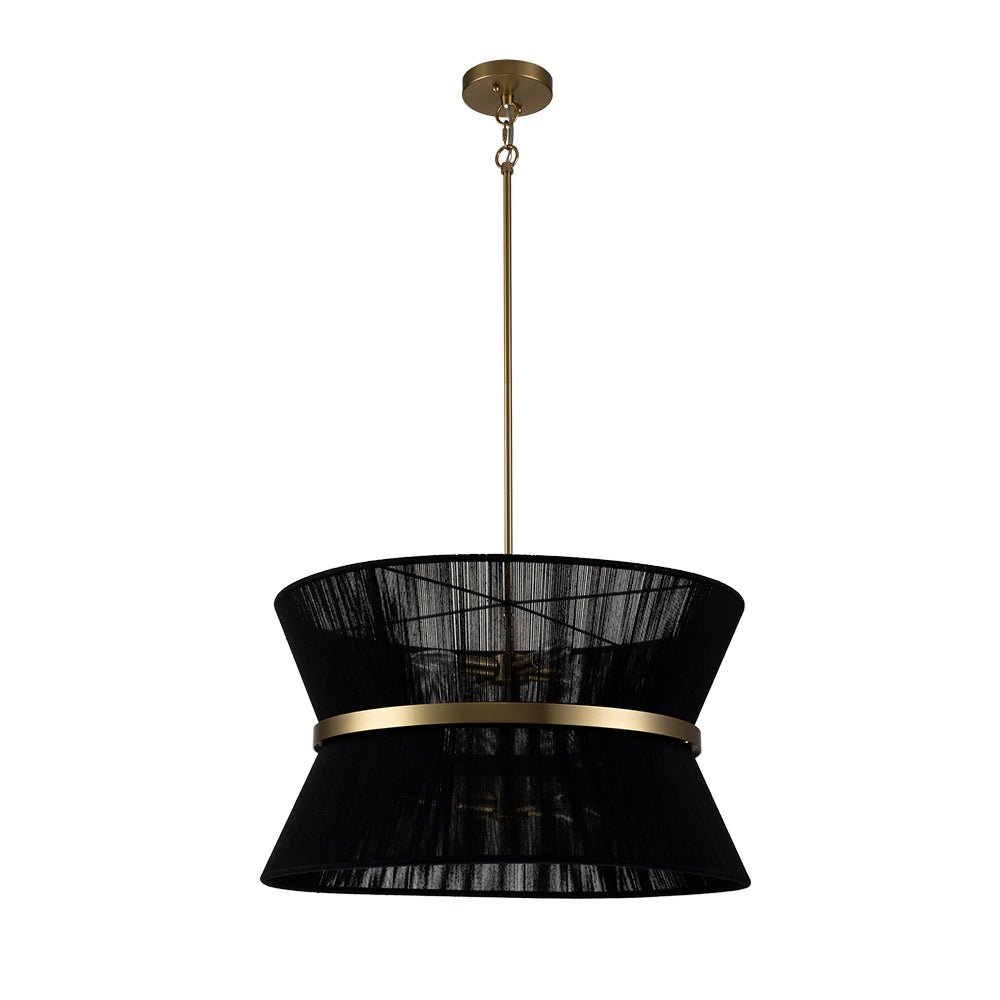 lightfixturesusa-boho-2-tier-woven-thread-tapered-drum-pendant-light-chandelier-black-large-pre-order-757465