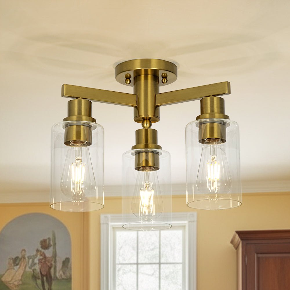 lightfixturesusa-brass-3-light-clear-glass-cylinder-semi-flush-mount-ceiling-light-brass-4790382 LightFixturesUSA - Brass 3 - Light Clear Glass Cylinder Semi Flush Mount - Ceiling Light - Brass -