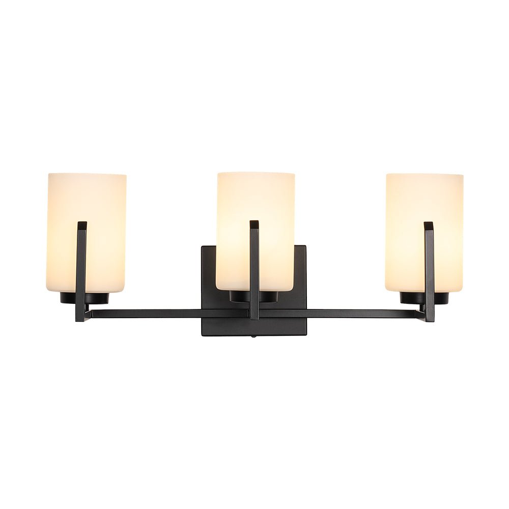 lightfixturesusa-brass-3-light-frosted-glass-cylindrical-shade-vanity-wall-sconce-wall-sconce-black-6014004 LightFixturesUSA - Brass 3 - Light Frosted Glass Cylindrical Shade Vanity Wall Sconce - Wall Sconce - Black -