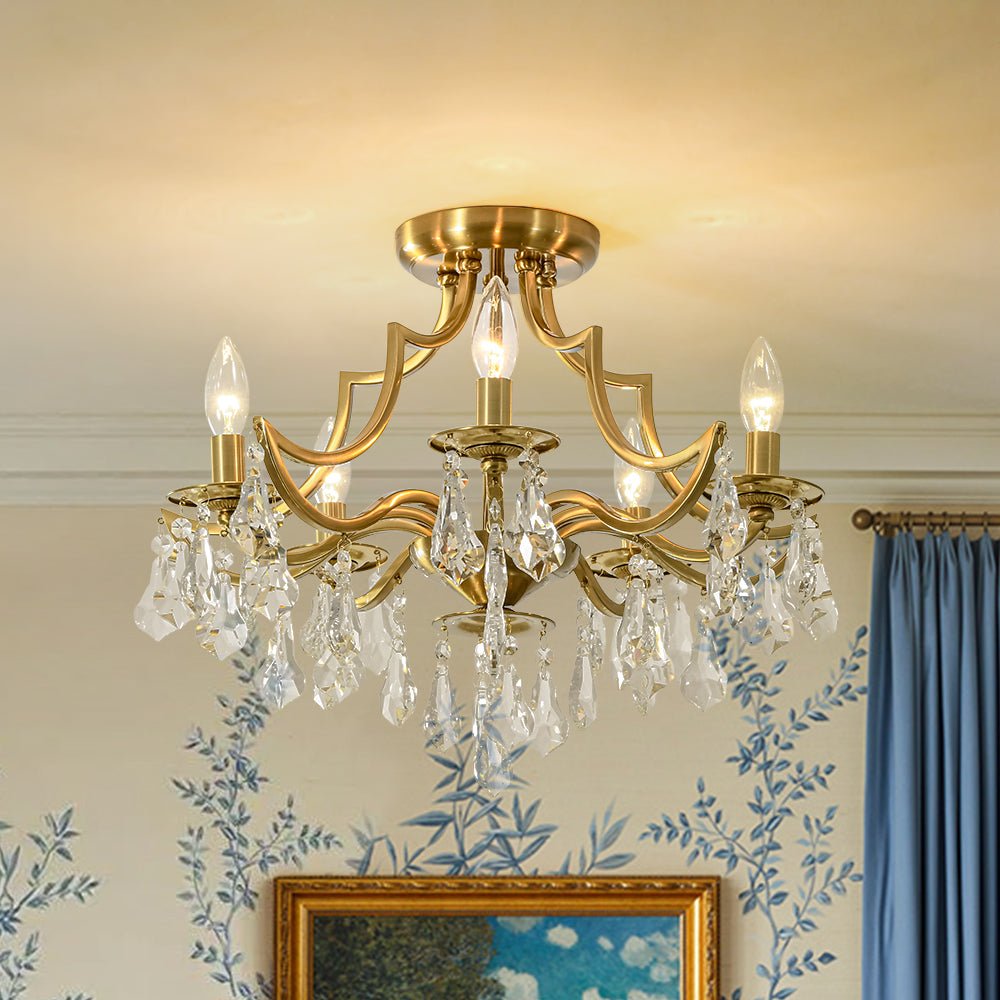 lightfixturesusa-brass-5-light-candle-style-crystal-crown-semi-flush-mount-ceiling-light-brass-4148576 LightFixturesUSA - Brass 5 - Light Candle Style Crystal Crown Semi Flush Mount - Ceiling Light - Brass -