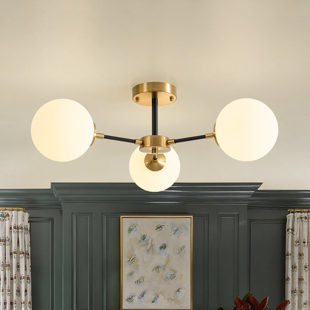 lightfixturesusa-brass-black-3-light-frosted-glass-globe-semi-flush-mount-ceiling-light-3-lt-4579406 LightFixturesUSA - Brass Black 3 - Light Frosted Glass Globe Semi Flush Mount - Ceiling Light - 3 - Lt -