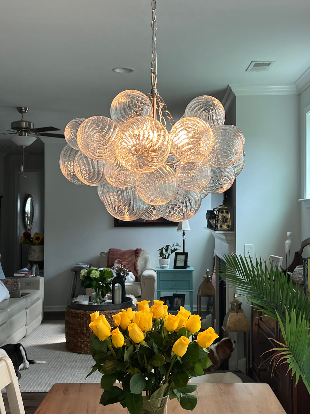 lightfixturesusa-brass-cluster-ribbed-glass-globe-bubble-chandelier-chandelier-3-lt-nickel-602312