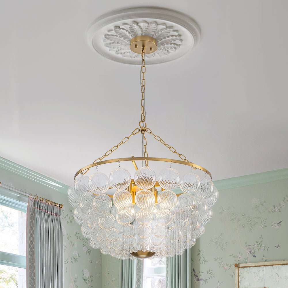 lightfixturesusa-brass-draped-ribbed-glass-bubble-round-pendant-chandelier-chandelier-6-lt-1262759 LightFixturesUSA - Brass Draped Ribbed Glass Bubble Round Pendant Chandelier - Chandelier - 6 - Lt -