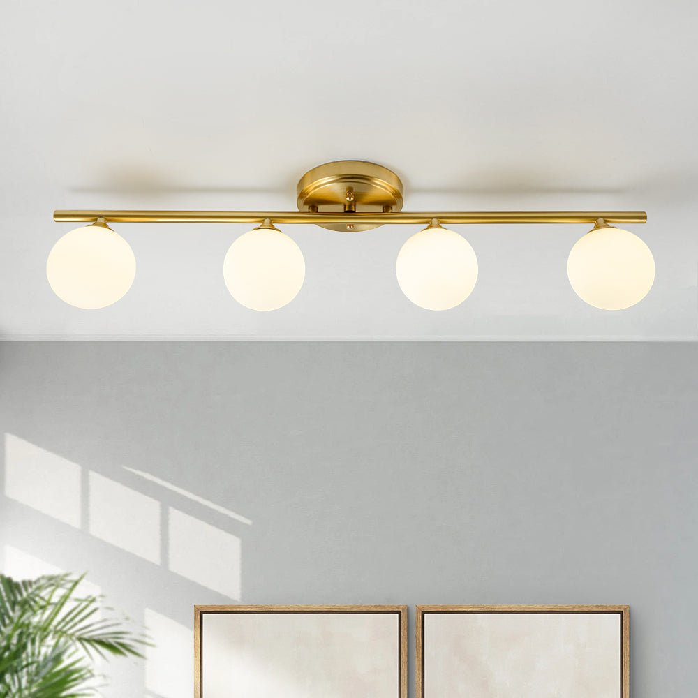 lightfixturesusa-brass-linear-opal-glass-globe-semi-flush-mount-vanity-light-wall-sconce-4-lt-155929 LightFixturesUSA - Brass Linear Opal Glass Globe Semi Flush Mount Vanity Light - Wall Sconce - 4 - Lt -