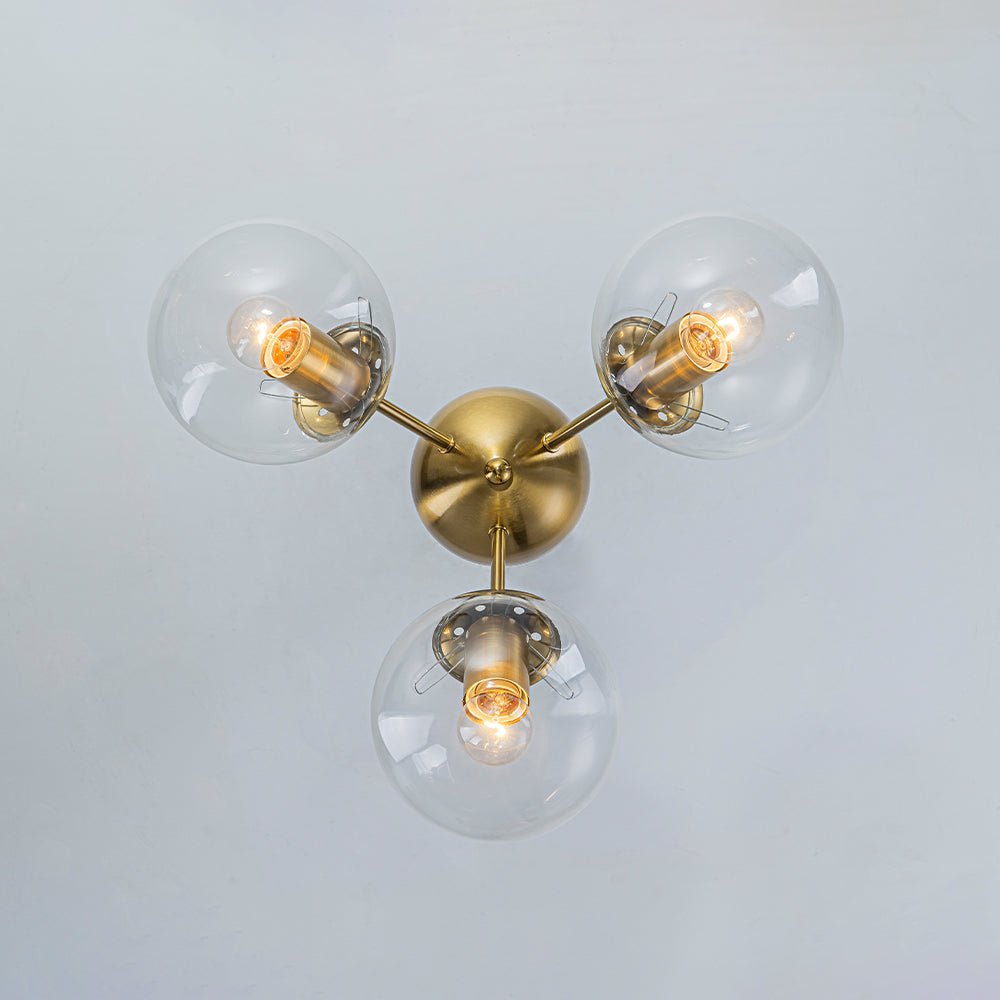 lightfixturesusa-brass-mid-century-3-light-glass-globe-semi-flush-mount-ceiling-light-clear-8309239