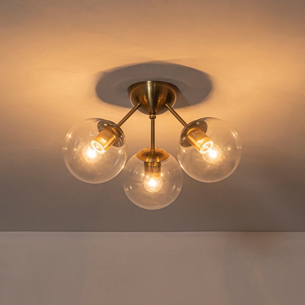 lightfixturesusa-brass-mid-century-3-light-glass-globe-semi-flush-mount-ceiling-light-clear-9702038