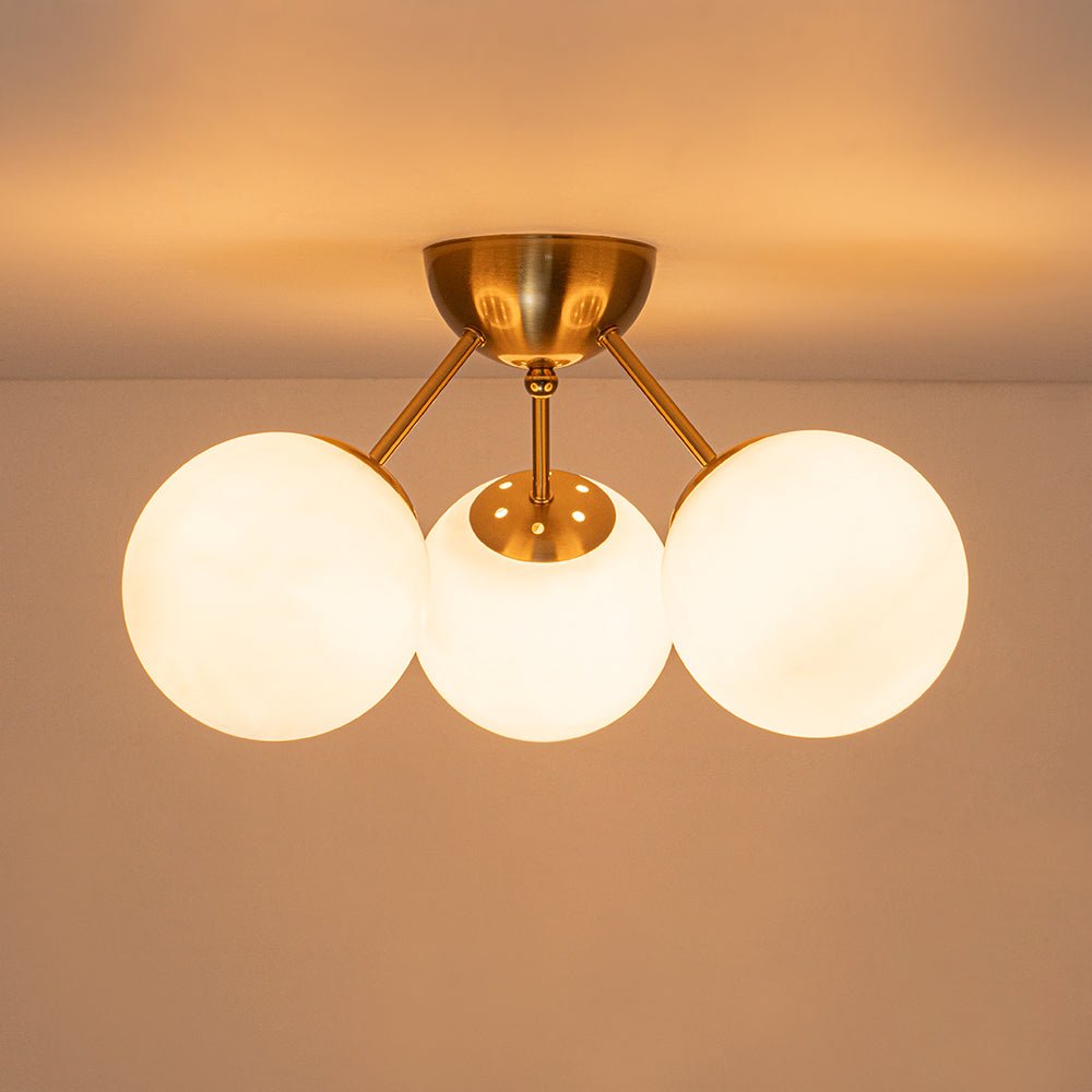 lightfixturesusa-brass-mid-century-3-light-glass-globe-semi-flush-mount-ceiling-light-white-9704510