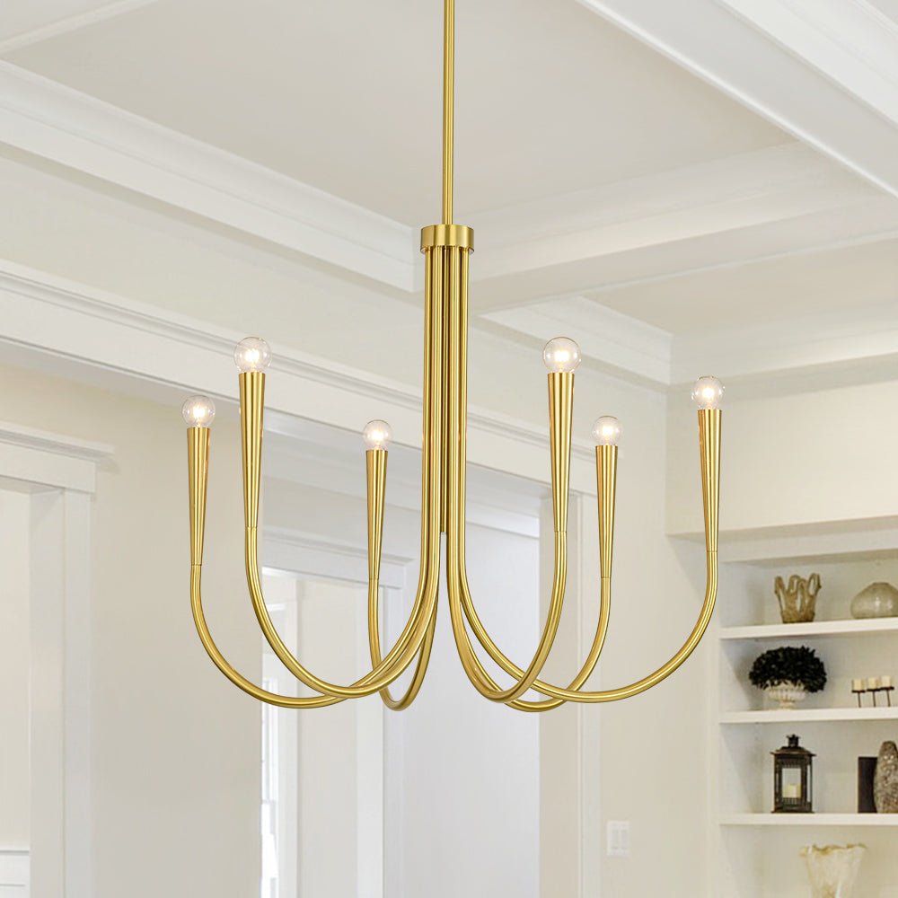 lightfixturesusa-brass-mid-century-minimalist-tiered-candle-style-chandelier-chandelier-1-tier-7124681 LightFixturesUSA - Brass Mid - Century Minimalist Tiered Candle Style Chandelier - Chandelier - 1 Tier -
