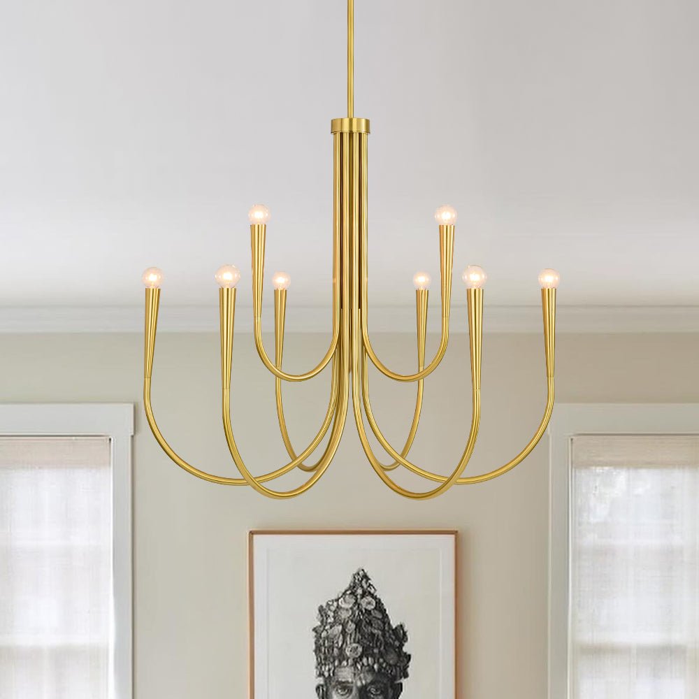 lightfixturesusa-brass-mid-century-minimalist-tiered-candle-style-chandelier-chandelier-2-tiers-5641538 LightFixturesUSA - Brass Mid - Century Minimalist Tiered Candle Style Chandelier - Chandelier - 2 Tiers -