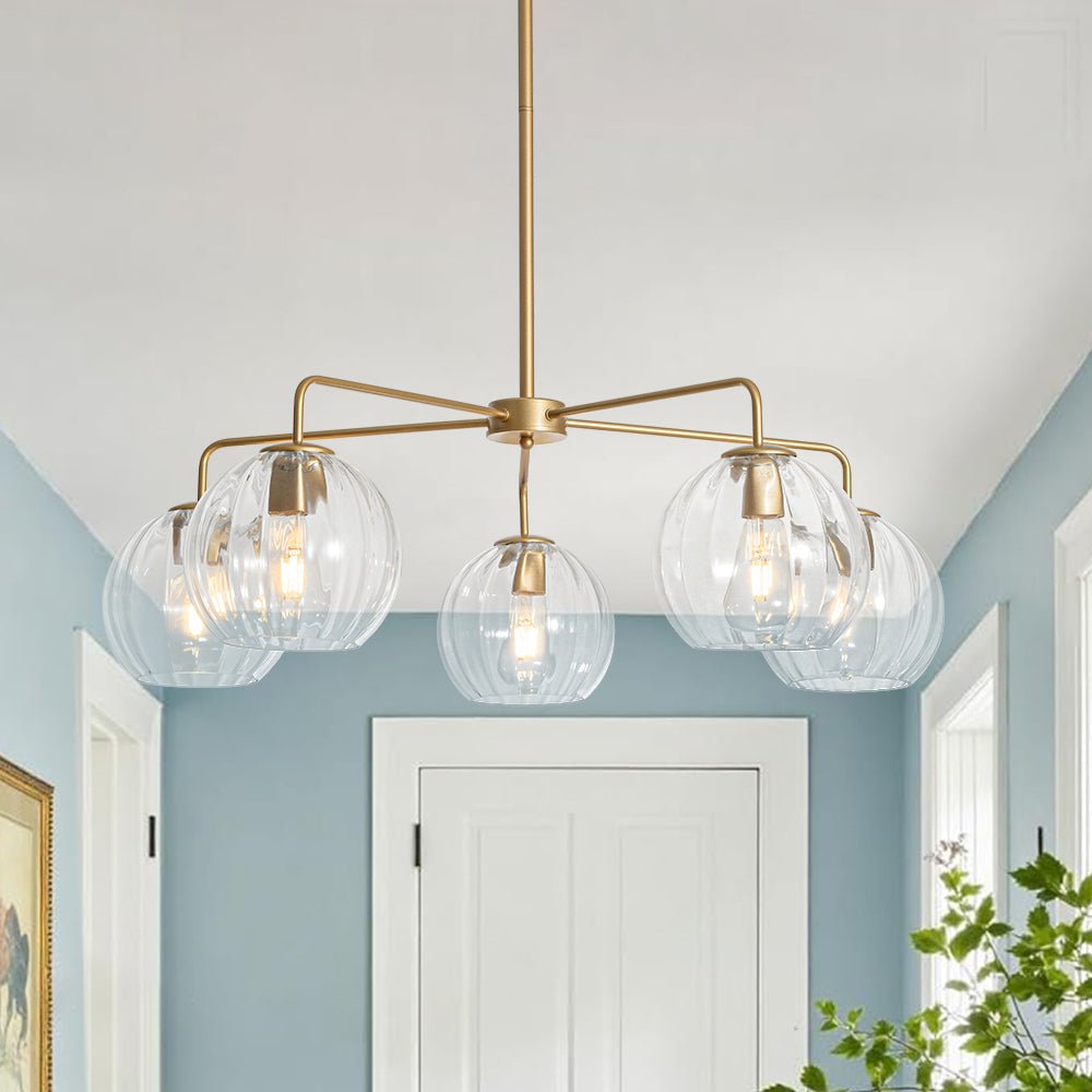 lightfixturesusa-brass-striped-ribbed-glass-globe-5-light-sputnik-chandelier-chandelier-brass-6553531 LightFixturesUSA - Brass Striped Ribbed Glass Globe 5 - light Sputnik Chandelier - Chandelier - Brass -