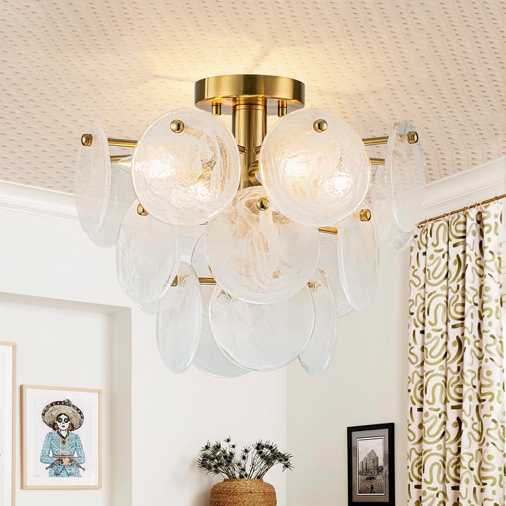 lightfixturesusa-brass-tiered-opal-swirl-glass-semi-flush-chandelier-chandelier-brass-662271 LightFixturesUSA - Brass Tiered Opal Swirl Glass Semi Flush Chandelier - Chandelier - Brass -