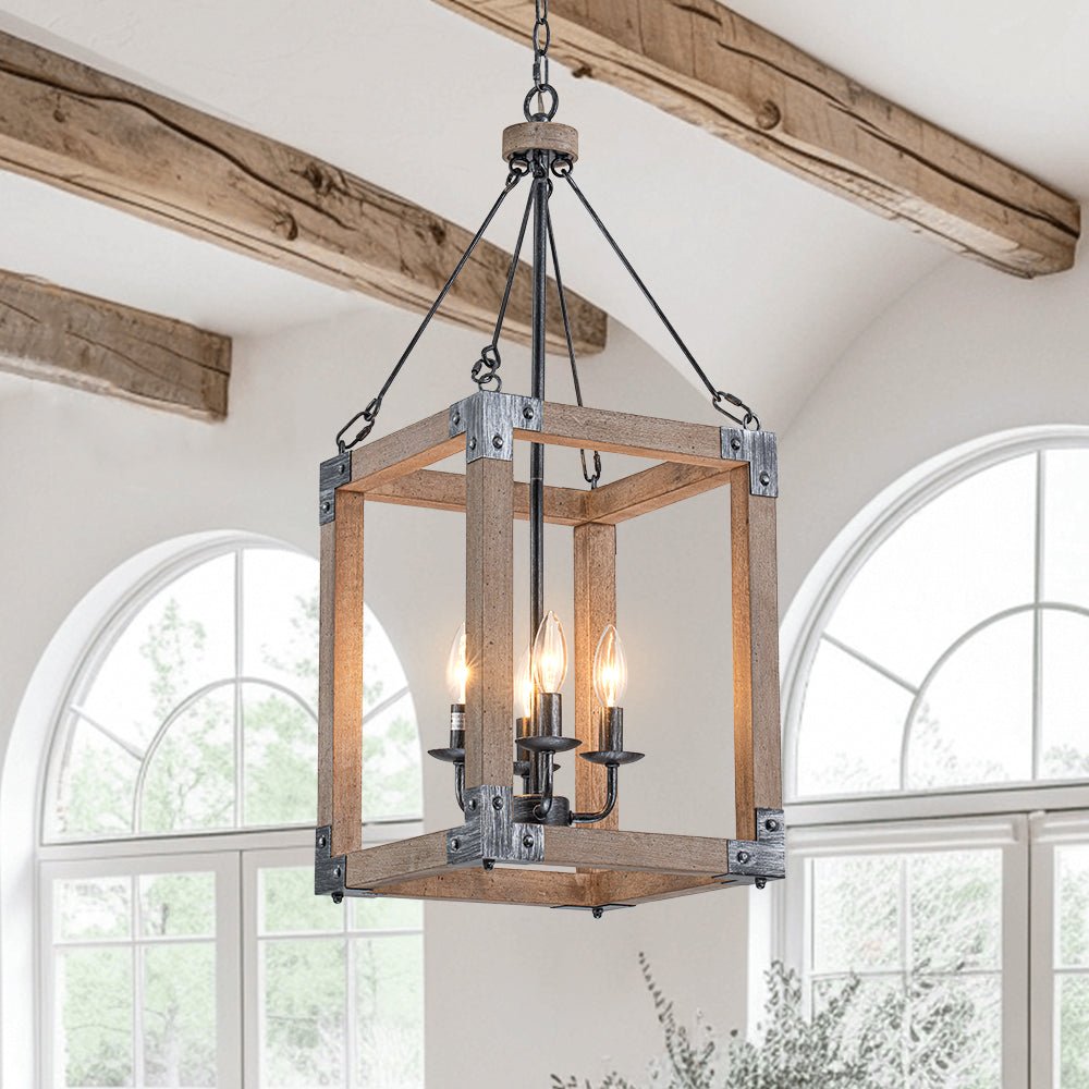 lightfixturesusa-candle-style-weathered-wooden-square-cage-pendant-light-chandelier-rustic-550708 LightFixturesUSA - Candle Style Weathered Wooden Square Cage Pendant Light - Chandelier - Rustic -