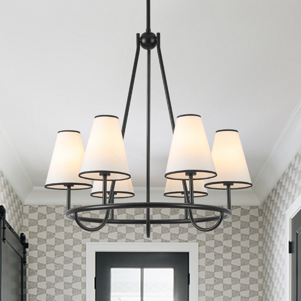 lightfixturesusa-classic-6-light-fabric-conical-shade-wheel-chandelier-chandelier-black-5484664 LightFixturesUSA - Classic 6 - Light Fabric Conical Shade Wheel Chandelier - Chandelier - Black -