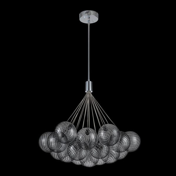 LightFixturesUSA-Cluster Ribbed Glass Dimmable LED Bubble Chandelier-Chandelier-Chrome-