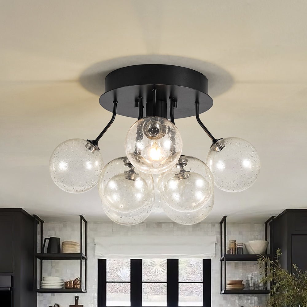 lightfixturesusa-cluster-seeded-glass-globe-bubble-round-semi-flush-mount-ceiling-light-black-8892466 LightFixturesUSA - Cluster Seeded Glass Globe Bubble Round Semi Flush Mount - Ceiling Light - Black -