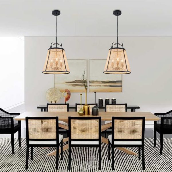 LightFixturesUSA - Coastal Woven Rattan Conical Lantern Pendant Light - Pendant Light - 14 in - 