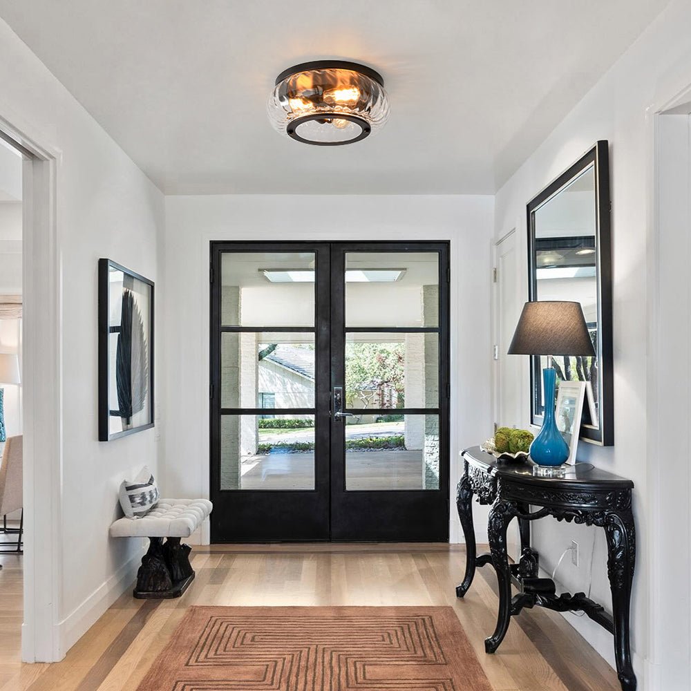 lightfixturesusa-contemporary-clear-striped-glass-round-flush-mount-light-ceiling-light-oil-rubbed-bronze-390886