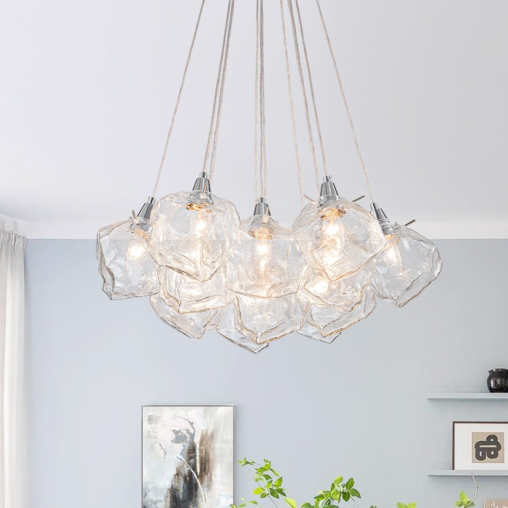 lightfixturesusa-dimmable-13-light-frozen-glass-ice-style-cluster-chandelier-chandelier-chrome-8093291 LightFixturesUSA - Dimmable 13 - Light Frozen Glass Ice Style Cluster Chandelier - Chandelier - Chrome -