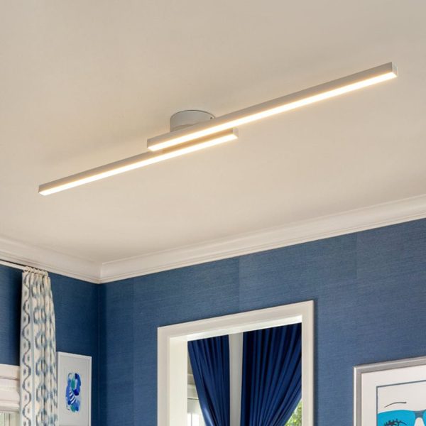LightFixturesUSA - Dimmable 2 - Light Long Strip Linear LED Flush Mount - Ceiling Light - 47 in - Brass - 3CCT -