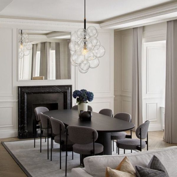 LightFixturesUSA-Dimmable Cluster Ribbed Glass Bubble Chandelier Pendant Light-Chandelier-1-Lt-
