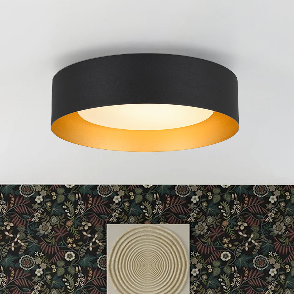 lightfixturesusa-dimmable-led-black-iron-milky-glass-round-drum-ceiling-light-ceiling-light-138-in-4491263 LightFixturesUSA - Dimmable LED Black Iron Milky Glass Round Drum Ceiling Light - Ceiling Light - 13.8 in -