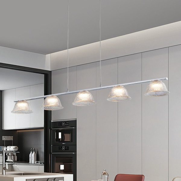 LightFixturesUSA - Dimmable LED Iridescent Glass Bell Island Chandelier - Chandelier - 39.4 in - 
