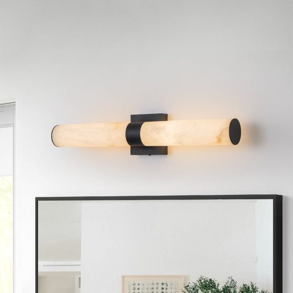 LightFixturesUSA-Dimmable LED Marble Tube Linear Bathroom Wall Sconce-Wall Sconce-Black-